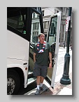 43  Volunteer tour guide Leonard Re ready to board the tour bus to Chanticleer Gardens  [SM]